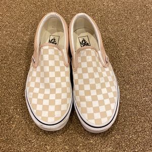 Vans Classic Slip On Shoe Tan Checkered Size 10 Women’s